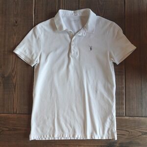 All Saints Mens White Short Sleeve Polo‎ Shirt Extra Small Embroidered Logo